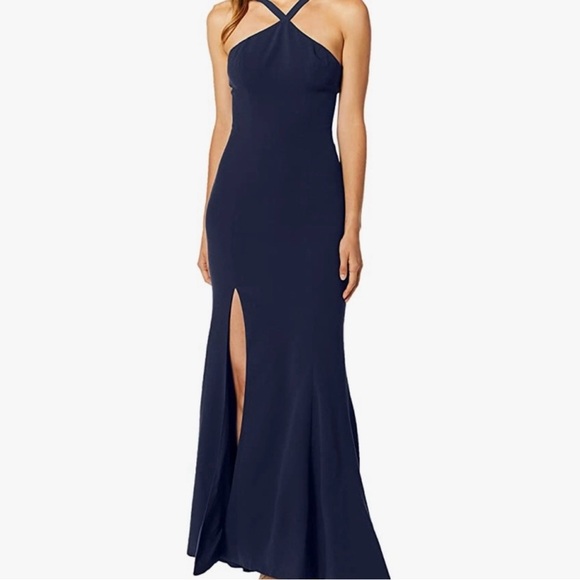 Dress the Population Dresses & Skirts - Dress The Population Navy Blue Brianna Halter Gown Dress-NWT-Women’s Size L